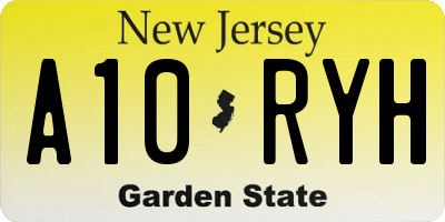 NJ license plate A10RYH