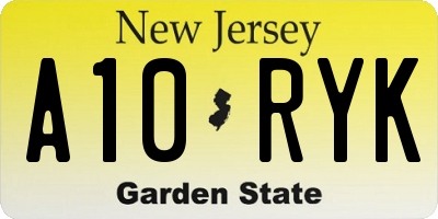 NJ license plate A10RYK