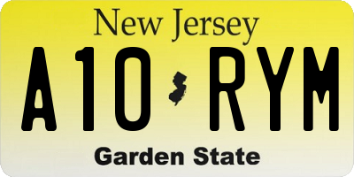 NJ license plate A10RYM
