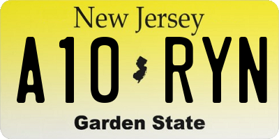 NJ license plate A10RYN