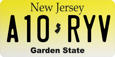 NJ license plate A10RYV