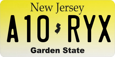 NJ license plate A10RYX