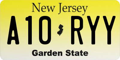 NJ license plate A10RYY
