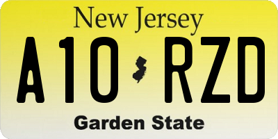 NJ license plate A10RZD