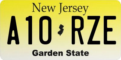 NJ license plate A10RZE