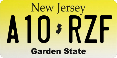 NJ license plate A10RZF
