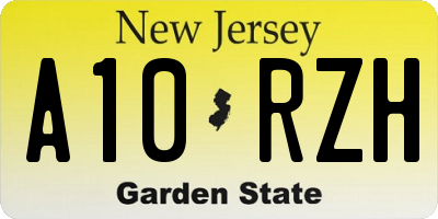 NJ license plate A10RZH