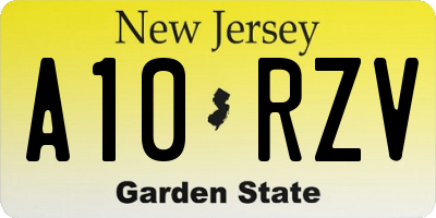 NJ license plate A10RZV
