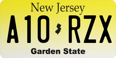 NJ license plate A10RZX