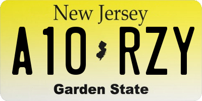 NJ license plate A10RZY