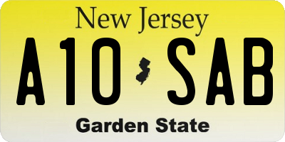 NJ license plate A10SAB