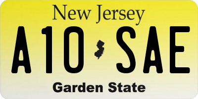 NJ license plate A10SAE