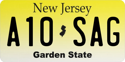 NJ license plate A10SAG