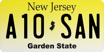 NJ license plate A10SAN