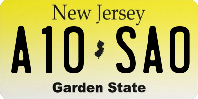 NJ license plate A10SAO