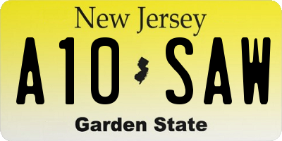 NJ license plate A10SAW