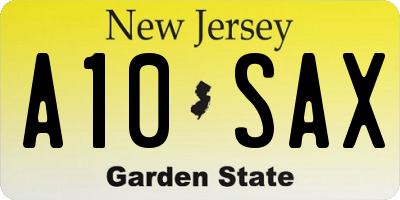NJ license plate A10SAX