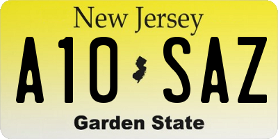 NJ license plate A10SAZ