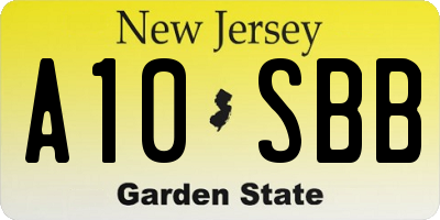 NJ license plate A10SBB