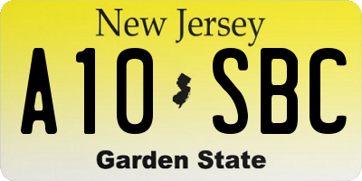 NJ license plate A10SBC