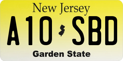 NJ license plate A10SBD