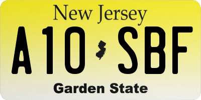 NJ license plate A10SBF