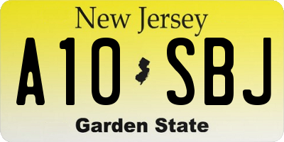 NJ license plate A10SBJ