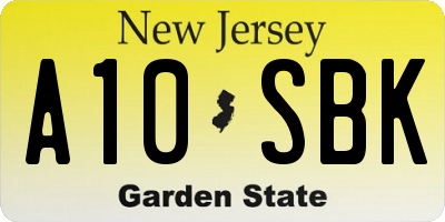 NJ license plate A10SBK