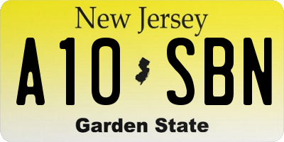 NJ license plate A10SBN