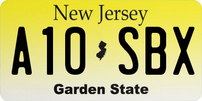 NJ license plate A10SBX