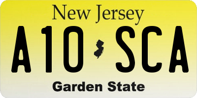 NJ license plate A10SCA