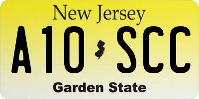 NJ license plate A10SCC