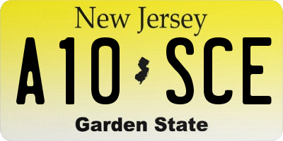 NJ license plate A10SCE