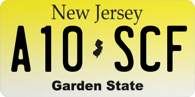 NJ license plate A10SCF