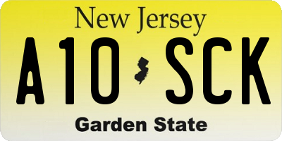 NJ license plate A10SCK