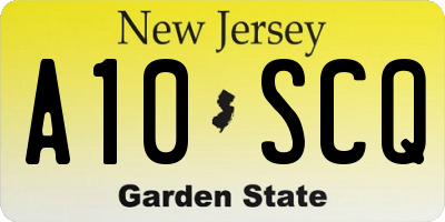 NJ license plate A10SCQ