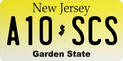 NJ license plate A10SCS