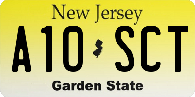 NJ license plate A10SCT