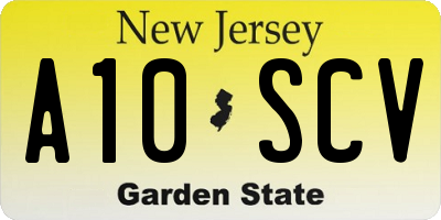 NJ license plate A10SCV