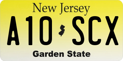 NJ license plate A10SCX