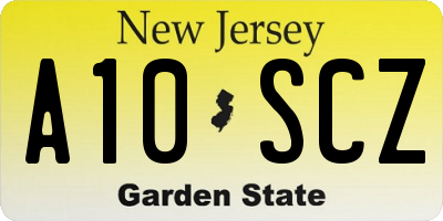 NJ license plate A10SCZ