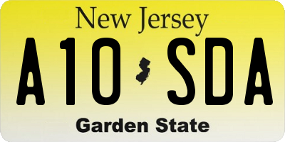 NJ license plate A10SDA