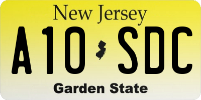 NJ license plate A10SDC
