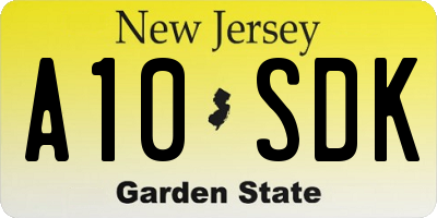 NJ license plate A10SDK