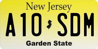 NJ license plate A10SDM