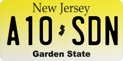 NJ license plate A10SDN