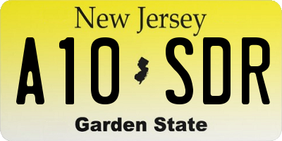 NJ license plate A10SDR