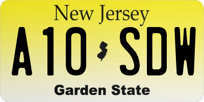 NJ license plate A10SDW