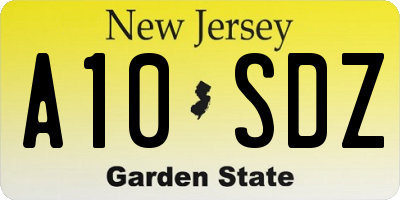 NJ license plate A10SDZ
