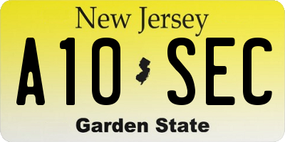 NJ license plate A10SEC